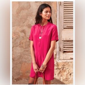 Sezane Pink Boxy Tunic Dress with Mandarin Collar